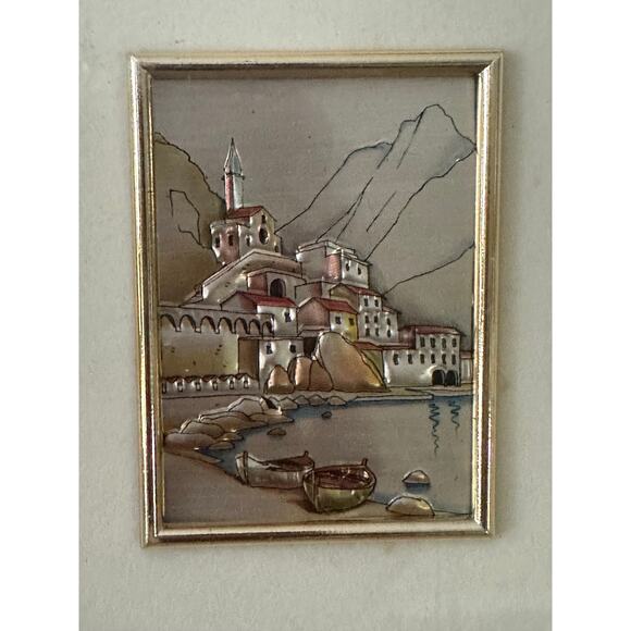 Vintage Italian Silver Framed Pictures set of 2 signed print accent wall art - Picture 4 of 16